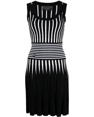Philipp Plein Stripe-print Knitted Short Dress - Black