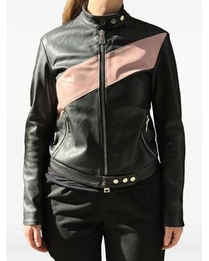 LA ROSE Zip Leather Jacket - Black