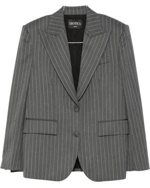 Dondup Pinstripe-Pattern Peaked-Lapel Blazer - Gray