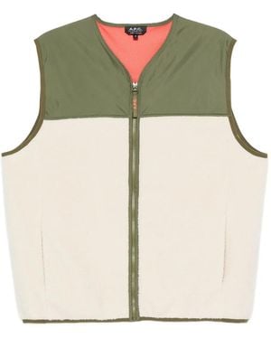 A.P.C. Fleece-Paneled Zip-Up Vest - Natural