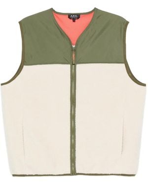 A.P.C. Fleece-Paneled Zip-Up Vest - Natural