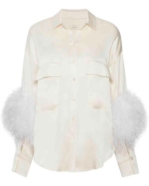 LAPOINTE Flap-Pockets Ostrich-Feather Shirt - White