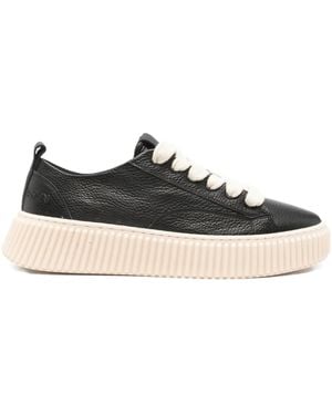 Rhun Platform Leather Trainers - Black
