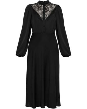 Nissa Lace-Detail Midi Dress - Black