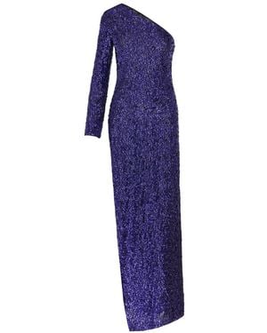 Gucci Langes Georgette Kleid Mit Stickerei - Blau