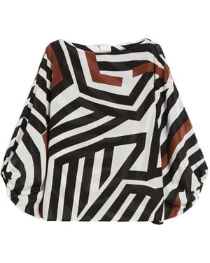 Max Mara Camino Asymmetric Striped Blouse - Black