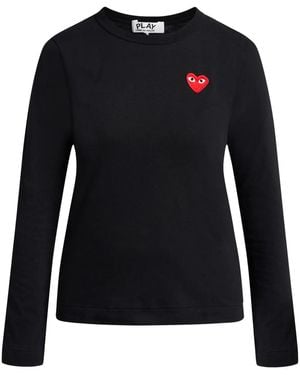 COMME DES GARÇONS PLAY Logo Long Sleeve Cotton T-shirt - Black