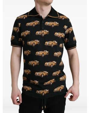 Dolce & Gabbana Car-Print Polo Shirt - Black