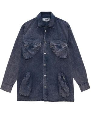 MSGM Zippered Pocket Shirt - Blue