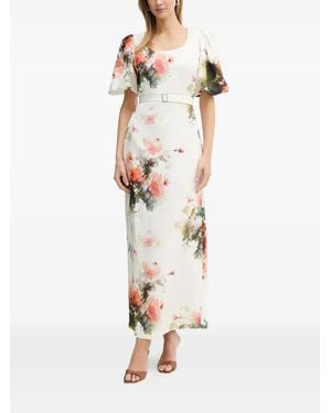 Silvian Heach Floral-Print Midi Dress - White
