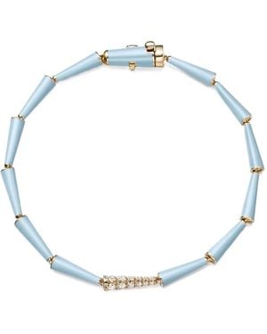Melissa Kaye Pulsera Lola En Oro Amarillo De 18 Ct Con Diamante - Blanco