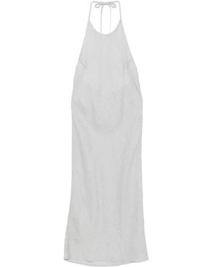 James Perse Gathered Linen Mini Dress in Black | Lyst