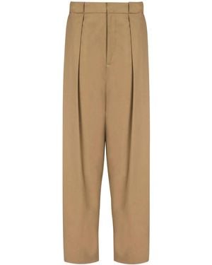 Balmain Cotton Pleated Trousers - Natural