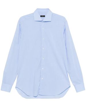 Barba Napoli Spread-Collar Button-Up Shirt - Blue