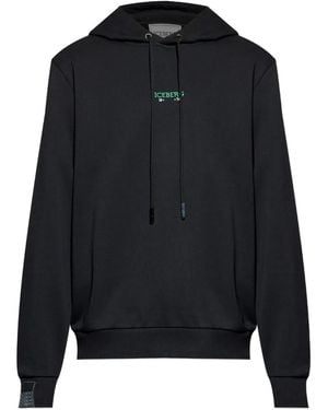 Iceberg Graphic-Print Hoodie - Black