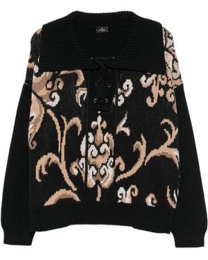 Etro Intarsien-Pullover Mit Schnürung - Schwarz