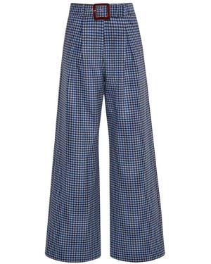 Cara Cara Soho Plaid Wool Trousers - Blue