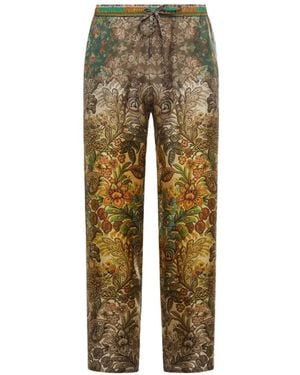 Pierre Louis Mascia Aloe Botanical-Print Straight Trousers - Green