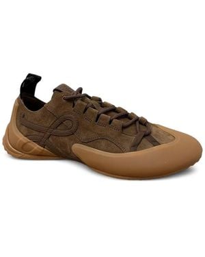 Loewe Grip Lace-Up Suede Trainers - Brown