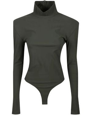 IRO Padded-Shoulder High-Neck Bodysuit - Black