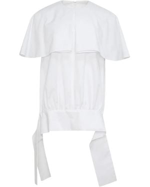 Enfold Cape-Style Gathered Blouse - White