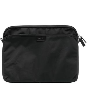 agnès b. Logo-Patch Zipped Laptop Bag - Black