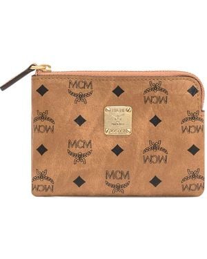 MCM Mini Aren Visetos Card Pouch - Brown