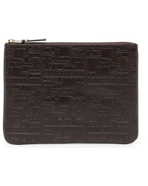 Comme des Garçons Logo Embossed Leather Zip Wallet - Brown