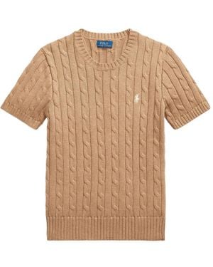Polo Ralph Lauren Cable-Knit Short-Sleeve T-Shirt - Natural