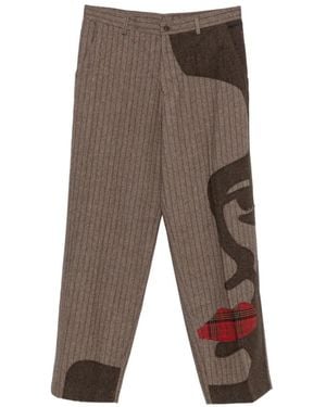 Kidsuper Pinstripe Face-Patchwork Pants - Gray