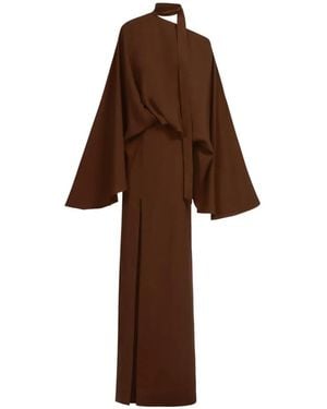 Taller Marmo Brooks Asymmetric Draped Dress - Brown