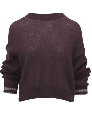 Brunello Cucinelli Metallic-Trimmed Cashmere Sweater - Purple
