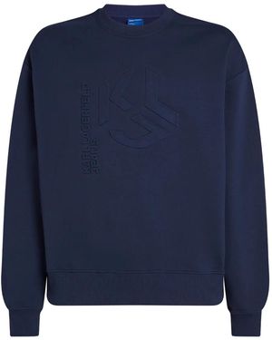 Karl Lagerfeld Felpa Con Logo Goffrato - Blu