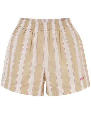 MC2 Saint Barth Short Rayé À Broderies - Natural