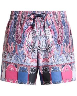 Etro Floral Paisley-Print Swim Shorts - Blue