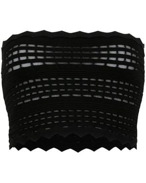 Genny Scalloped Knitted Top - Black