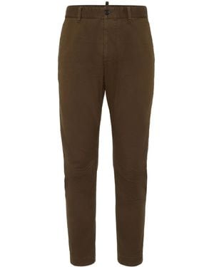 DSquared² Cotton Blend Elastic Pants - Brown
