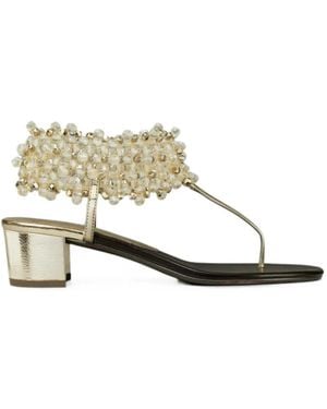 Tory Burch Beaded Heeled Sandals - Natural