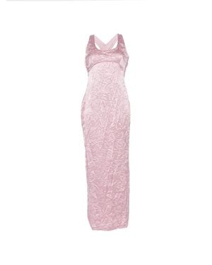 Versace Crinkled Buckle-Straps Gown - Pink