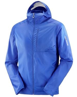 Salomon Bonatti Cross Wind Hooded Zip-Up Windbreaker Jacket - Blue