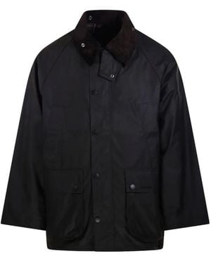 Barbour Waxed Corduroy-Collar Jacket - Black