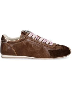 Kurt Geiger Crystal-Embellished Eagle-Head Sneakers - Brown