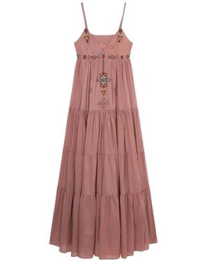 Fortela Amelie Beaded Tiered Maxi Dress - Pink