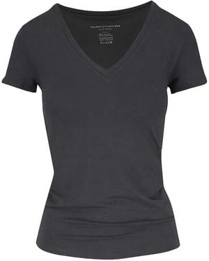 Majestic Filatures V-Neck Short-Sleeve T-Shirts - Black