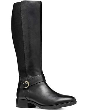 Geox Felicity Buckle Leather Boots - Black