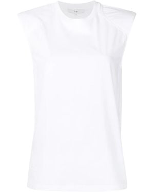 Tibi Sleeveless Padded Shoulder T-Shirt - White