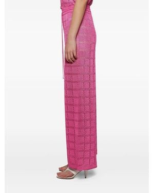 Calle Del Mar Grid-Pattern Drawstring Trousers - Pink