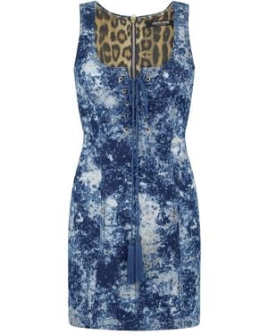 Roberto Cavalli Lace-Up Denim Dress - Blue