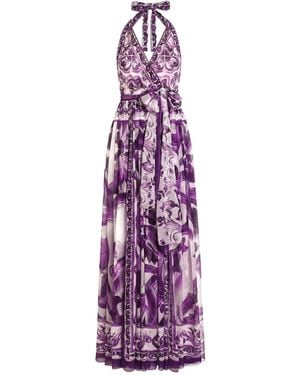 Dolce & Gabbana Majolica-Print Maxi Dress - Purple
