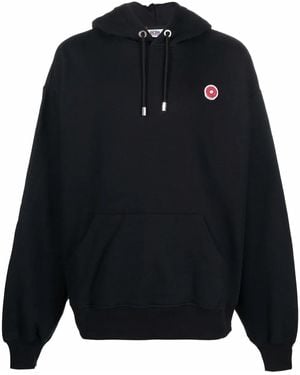 Gcds Logo-Patch Cotton Hoodie - Blue